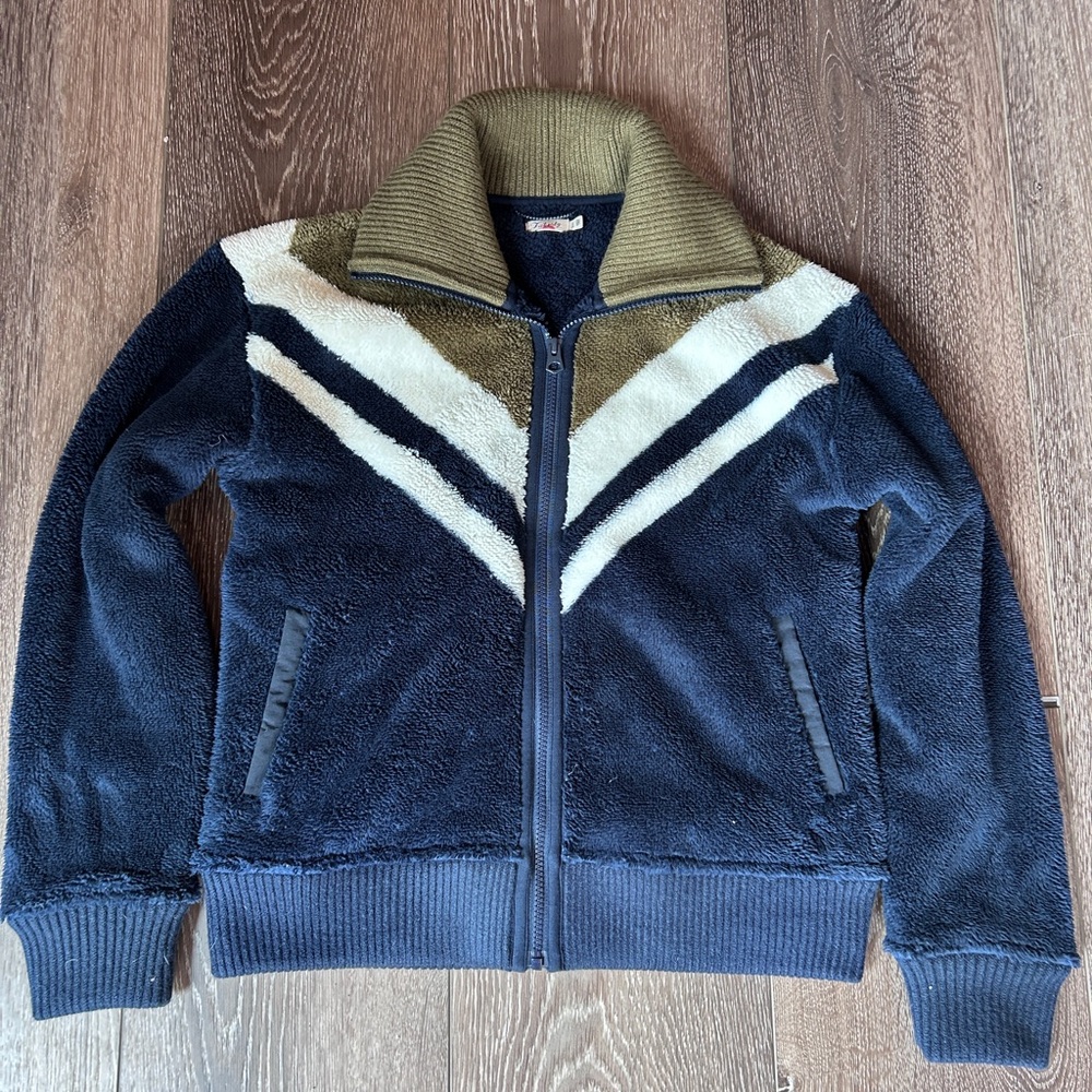 Faherty Navy and Olive Chevron Jacket